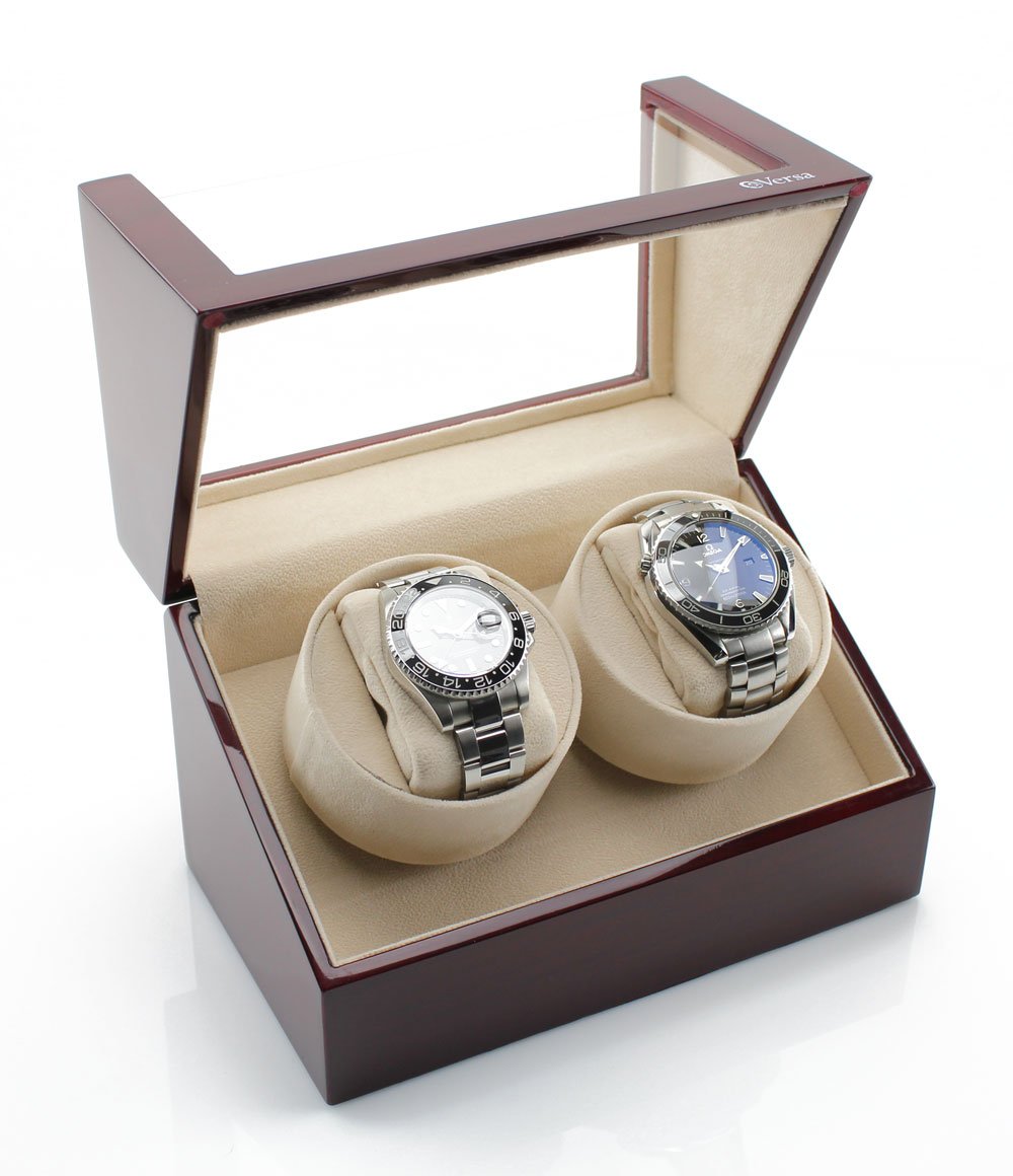 Versa Double Watch Winder Elite Automatic Watch Winder - Ultra Quiet Japanese Motor - 12 Settings - Compatible with Rolex's, Omega, Breitling, Cartier, and More