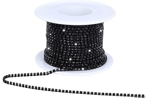 Dropower Crystal Rhinestone Close Chain Trim,10 Yards/Roll of 2mm Rhinestone Banding Claw Cup Chain for Sewing Crafts,DIY Decoration,Jewelry,Clothing,Shoes Black