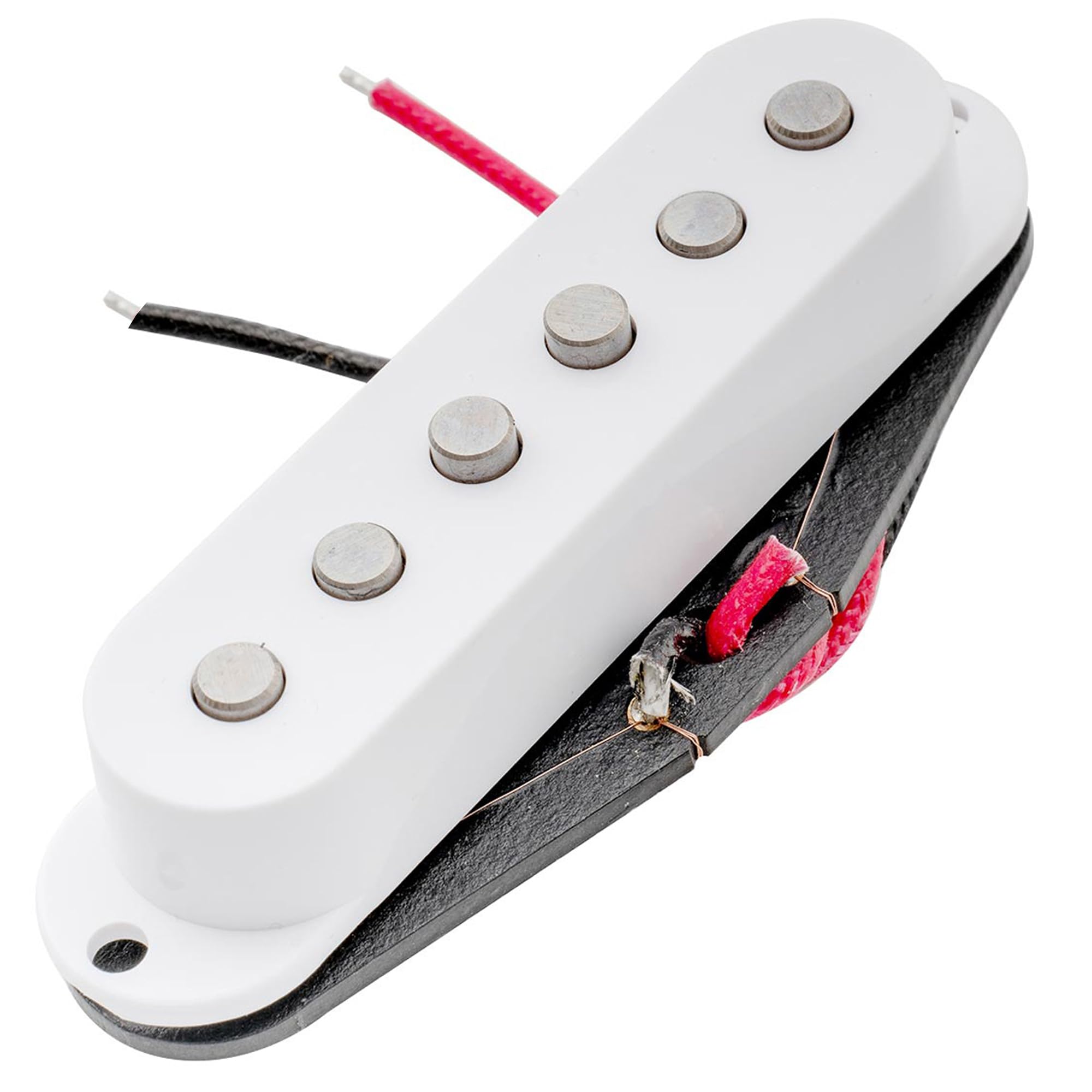 Artec SSA-12 Vintage Staggered Alnico 5 Single Coil Bridge Pickup 6.5K for Strat Style Electric Guitar, White