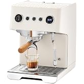 Gemilai G3028A Espresso Machine, 15 Bar Professional Coffee Maker with Adjustable Pressure &amp; Automatic Milk Frother, Dual PID &amp; 550ml Boiler, 57oz Tank, Stainless Steel for Cappuccino, Latte White