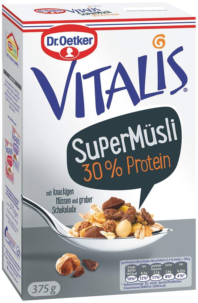 Dr Oetker Vitalis Supermusli 30 Protein Leckeres Musli Mit Der Extra Portion Protein 8er Packung 8 X 375g Amazon De Lebensmittel Getranke