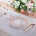 IOOOOO Rose Gold Plastic Disposable Party Plates, 96 Pcs, Lace Rim; 48 Dinner Plates 10.25' & 48 Dessert Plates 7.5'