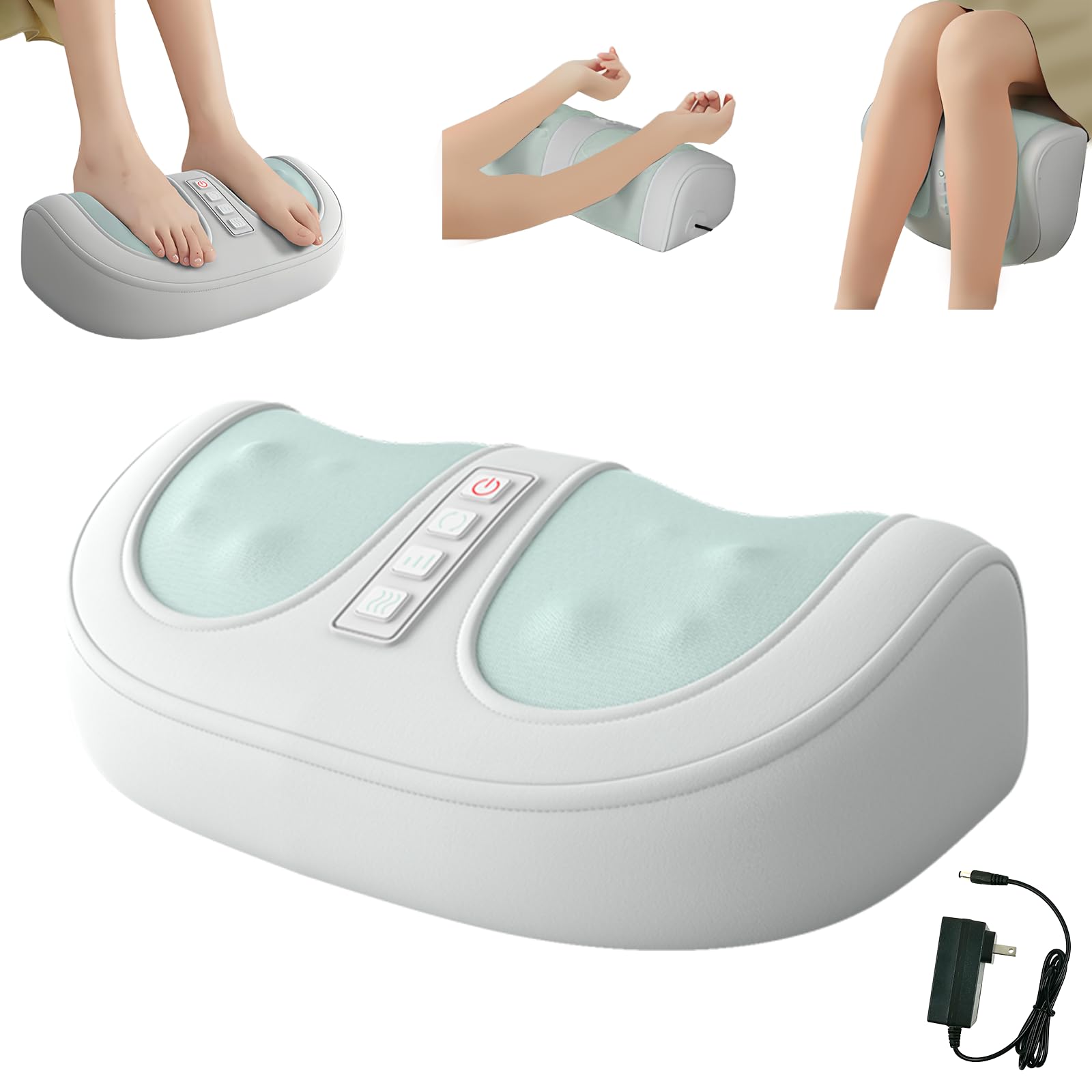 Photo 1 of ***(MISSING POWER CORD/ UNABLE TO TEST ITEM)***Foot Massager with Heat, with 3 Intensity Levels Shiatsu Kneading,with Massage Roller,Dual-Frequency Red Light 107.6°F Constant Temperature,Ideal for Feet Care and Pain Relief at Home, Office? (Green)