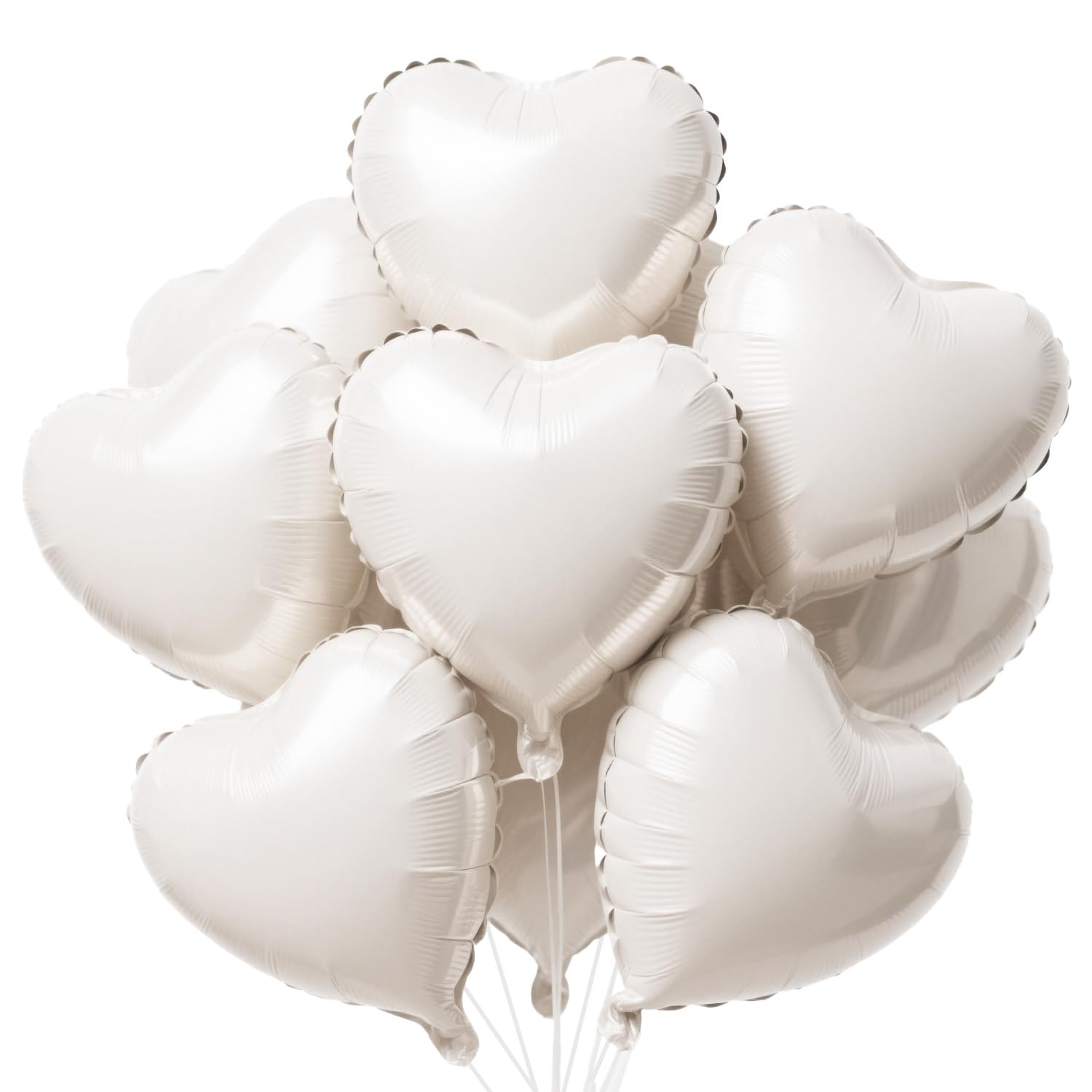 Photo 1 of 12 Pcs Cream White Heart Balloons, 18 Inch Heart Foil Balloons, Heart Shaped Balloons, White Birthday Decorations, Love Balloons for Birthday Party, Wedding, Baby Shower, Valentines Day Decorations