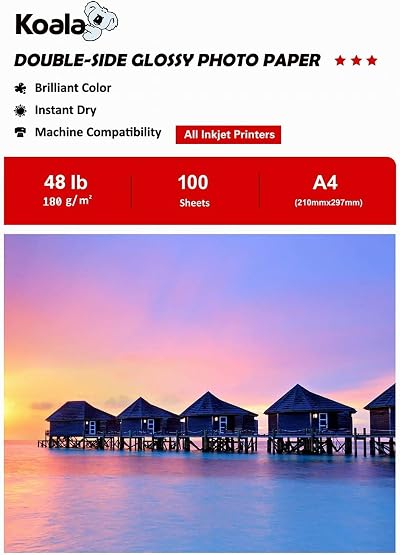 Koala Double Sided Glossy Inkjet Photo Paper A4 180gsm 100 Sheets