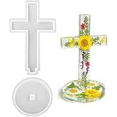 RESINWORLD 5'' Standing Cross Silicone Mold with Base, Crucifix Mold for Epoxy Resin
