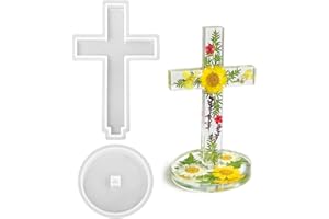 RESINWORLD 5'' Standing Cross Silicone Mold with Base, Crucifix Mold for Epoxy Resin