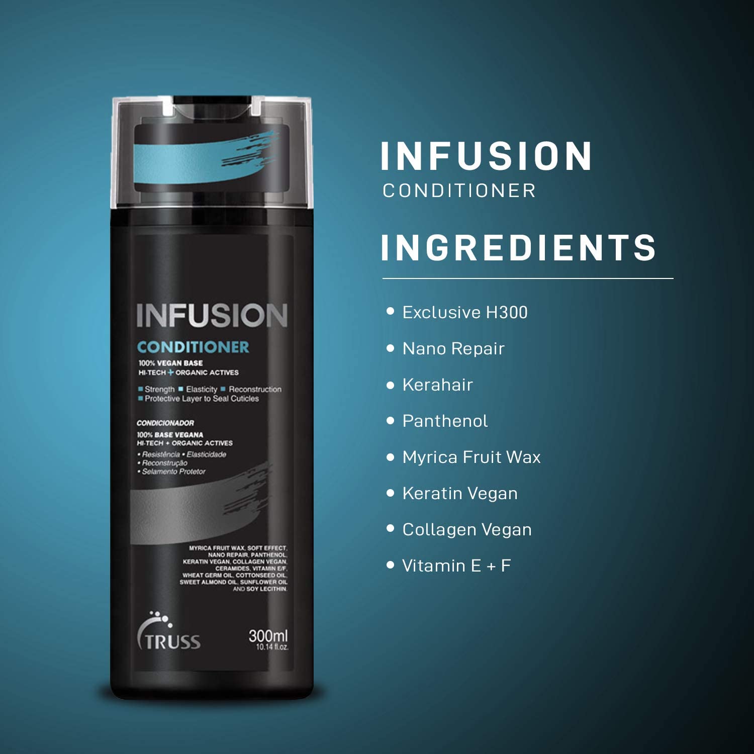 TRUSS Infusion Hair Conditioner - Restorative, Detangling Conditioner for Dry Hair - Softens, Hydrates and Delivers Strong Split End Repair - 100% Vegan Formula + Color-Safe (300 ml)