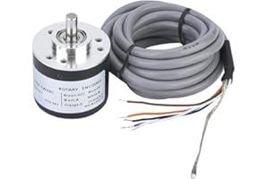 VIAGASAFAMIDO 5-26V DC Incremental Rotary Encoder, E6B2-CWZ6C 38mm Diameter NPN Open-Collector Output ABZ 3 Phase General-Purpose Rotary Encoder with 2m Wiring Wire(360P/R)