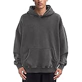 Huzeiwu Mens Oversized Acid Wash Hoodies Heavyweight Vintage Washed Fleece Hoodie Sweatshirt for Men Women Streetwear