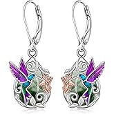Hummingbird Earrings for Women Sterling Silver Purple Hummingbird Earrings Dangle Bird Jewelry Christmas Gifts