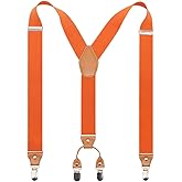 Timiot Men’s Y-Back 4 Metal Clip Elastic Wide Suspenders Perfect For Both Casual&Formal