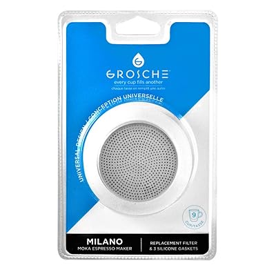 Stovetop Espresso maker Milano Universal replacement silicone 9 cup gasket seals (3 seals) and 1 replacement filter screen for all major brands of moka pots. replacement gasket 6 cup espresso