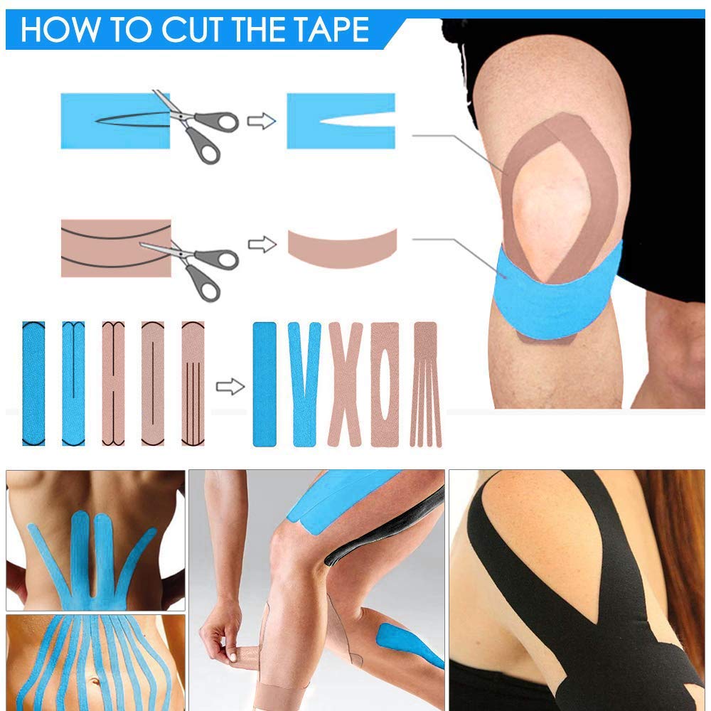Physio Tape Kinesiologie Tape 5m x 5cm, Muskeln Kinesiology sport vorgeschnitten, Rollenlänge Elastisches Therapeutisches sport verletzungen Tape Elastische Bandage für Plantarfasziitis Physiotherapie