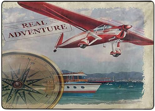 Alfombra de aventura con cita de aventura real con costa y un viaje de