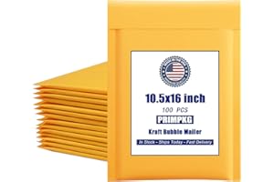 PRIMPKG 10.5in x 15in Kraft bubble mailer, ziplock mailer, yellow padded envelope, corporate waterproof padded bubble mailer for shipping, mailing, packaging (100PCS)