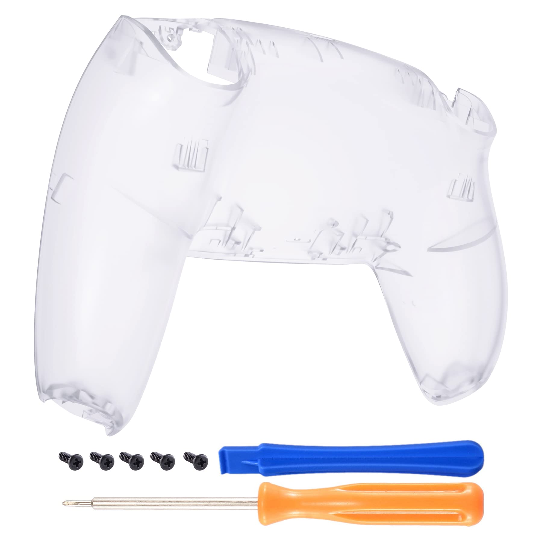 eXtremeRate Clear Custom Back Plate Bottom Shell Compatible with ps5 Controller, Replacement Back Shell Cover Compatible with ps5 Controller