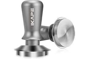 IKAPE 53mm Palm Espresso Tamper, Premium Barista Coffee Tamper with Calibrated Spring Loaded, 100% Flat Stainless Steel Base Tamper for Espresso Machine