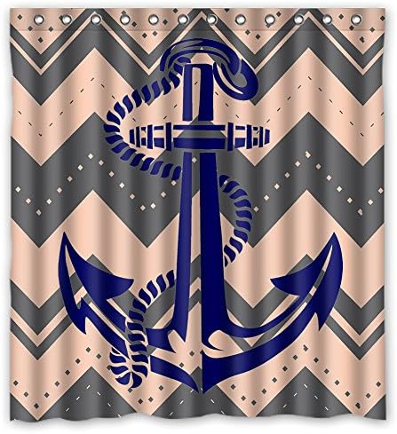 Custom Chevron Red Elk Waterproof Durable Shower Curtain Fabric 66" X 72"