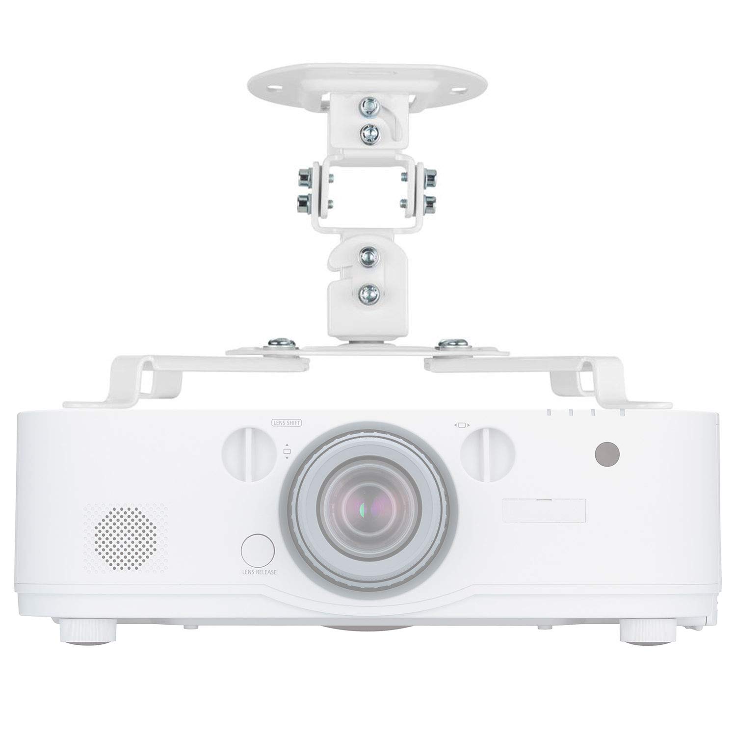 Universal Projector Mount Bracket Low Profile Multiple Adjustment Ceiling, Hold up to 30 lbs. (PM-002-WHT), White