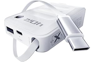 Hohosb Retractable USB C Charger Block,40W PD Fast Charging Blocks with Retractable Type C Cable and Dual Port Travel Charger,USB Charger Block with Foldable Plug for iPhone 16/15,Galaxy,Pixel-White