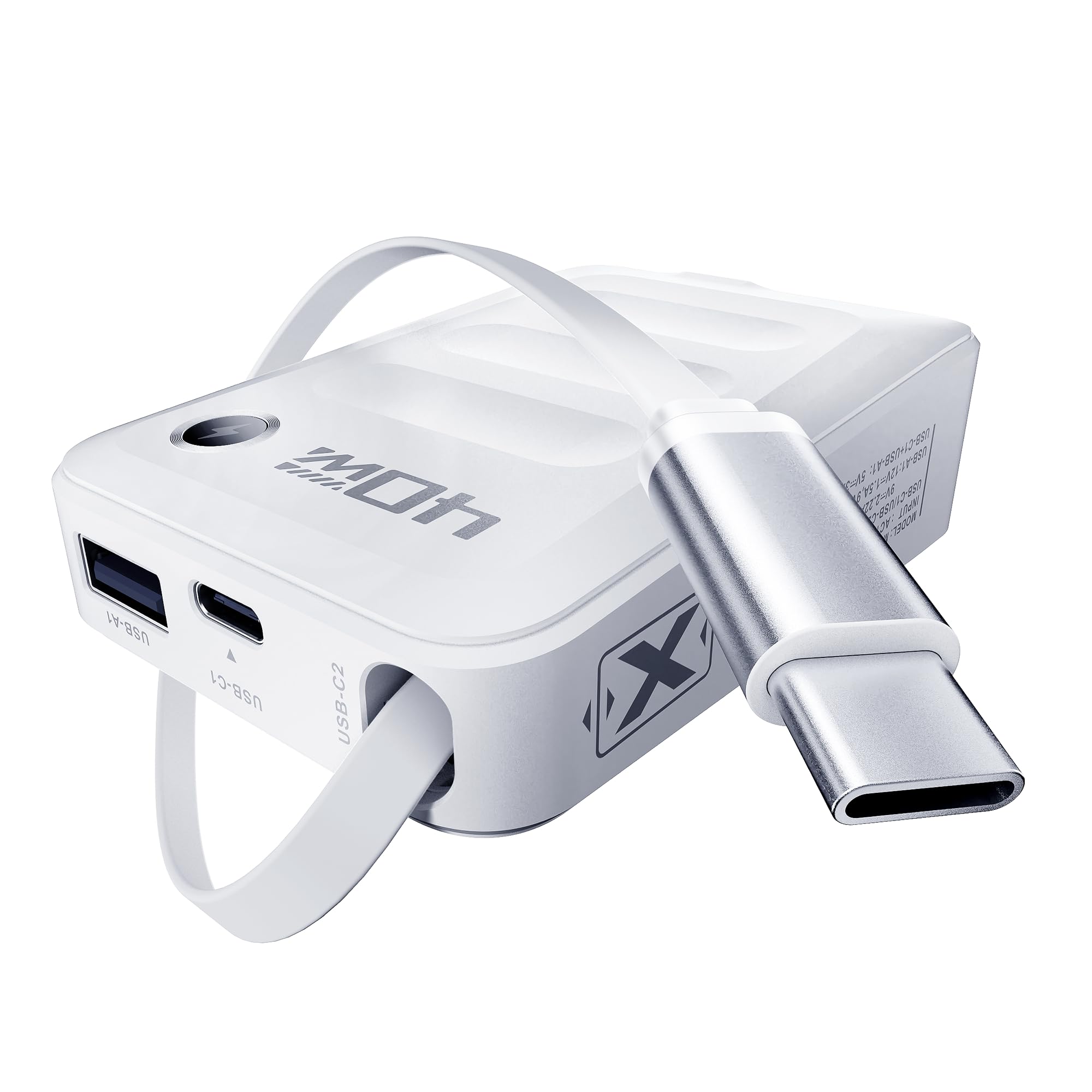 Photo 1 of Hohosb Retractable USB C Charger Block,40W PD Fast Charging Blocks with Retractable Type C Cable and Dual Port Travel Charger,USB Chargers with Foldable Plug for iPhone 16/15,Galaxy,Pixel-White