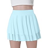 EXARUS Girls Tennis Skirts Athletic Golf Skorts Dance with Underneath Cheer Flowy Tiered Mini Pleated Preppy for Kids