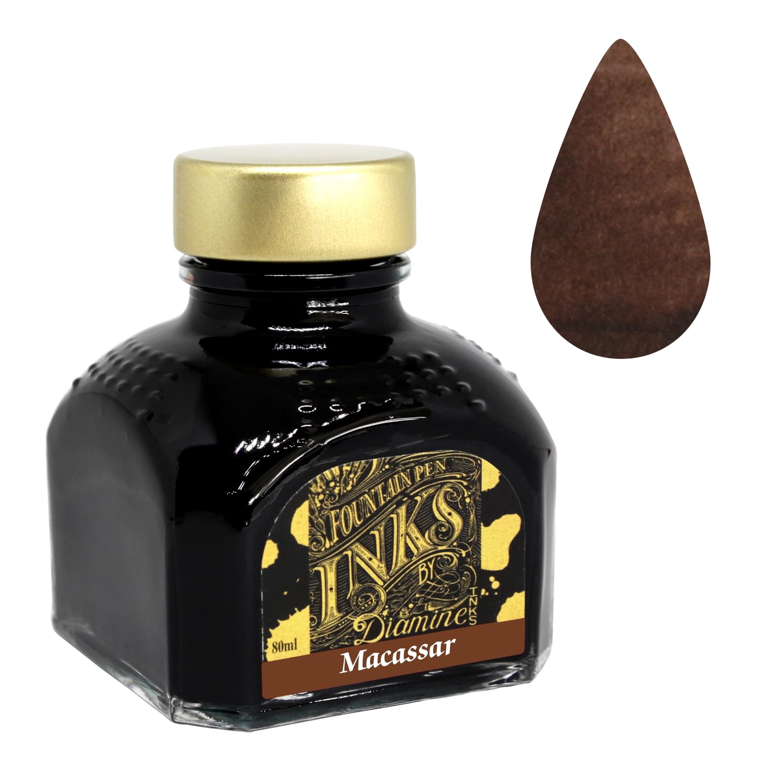 Diamine 80ml Fountain Pen Ink Bottle, Macassar
