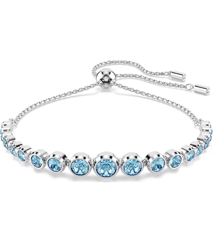 Amazon.com: Swarovski Imber Emily Tennis bracelet, Round cut, Blue