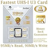 4X 32GB Micro SDHC U3 Card Plus SD Adapter Pack. Amplim Extreme Pro Class 10 UHS-I MicroSDHC 95MB/s Read, 90MB/s Write. Ultra High Speed HD UHD 4K Video. Internal/External MicroSD Flash Memory Storage