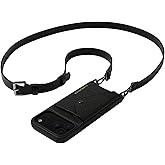 Bandolier Hailey Crossbody Wallet Phone Case for iPhone 17 Pro. 100% Genuine Pebble Leather with Pewter Hardware. Adjustable & Removable Strap. Expandable Flip Card Holder. Black with Pewter Hardware