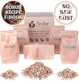 BBQ Smoking Chips - Wood Chips variety pack: alder, oak, apple, cherry - 100% Natural and Organic wood product - For bbq grill fireplace - Best Smoker chips mix 5 pcs gift set - BONUS recipe e-book