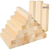 ACXFOND 40PCS Basswood Carving Blocks, 6x1x1 inch Unfinished Wood Blocks for Crafts, Unfinished Wood Squares Wooden Blocks for Arts and Crafts