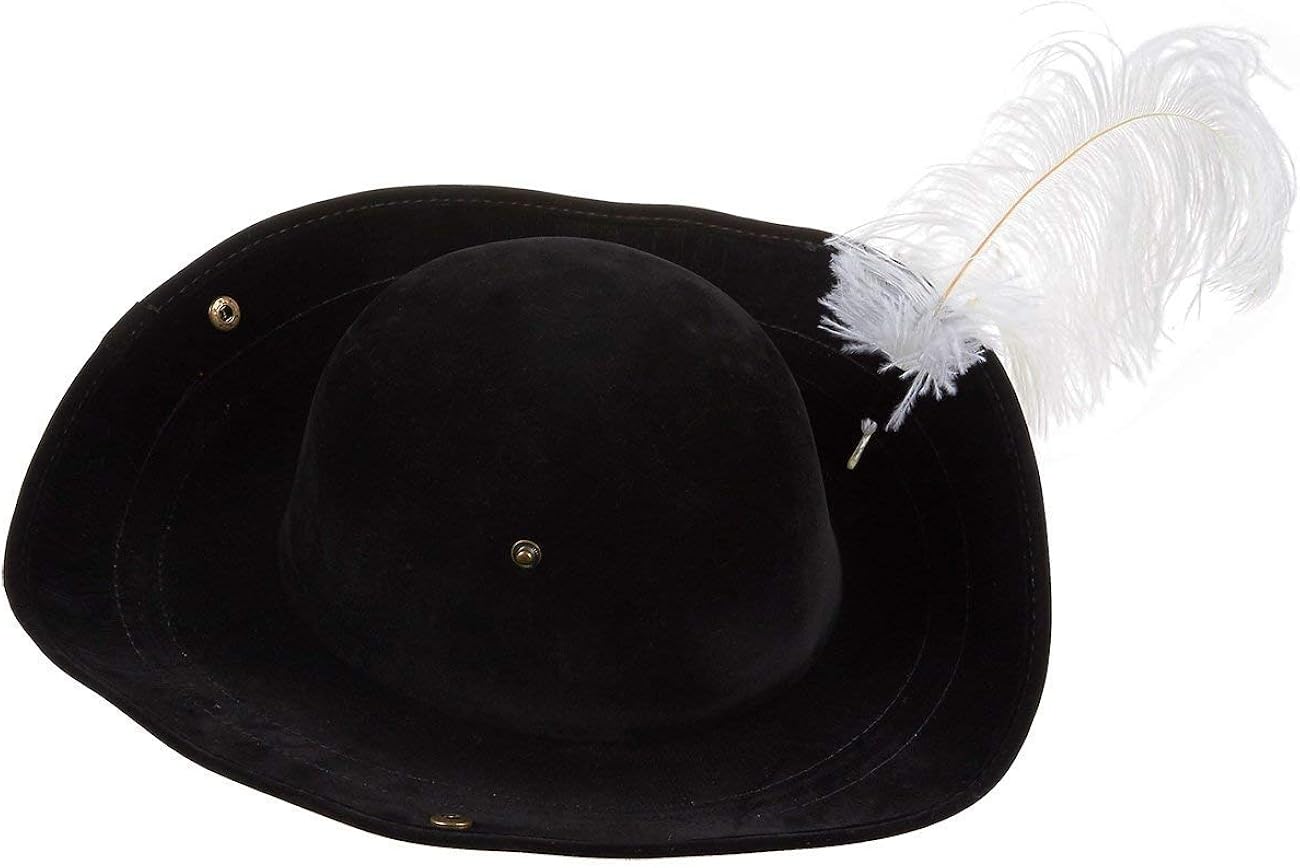 Juvale Tricorn Pirate Hat for Halloween, Colonial Revolutionary War Theme Birthday Party Costume, Adult Black: Clothing