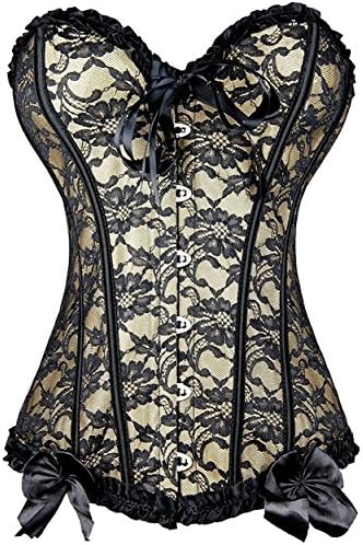 Absolutely Perfect Womens Sexy Lingerie Underbust Bustier Body Shapewear Overbust Corset with G-string D Apricot XXXXXX-Large (US Size: 18-20)