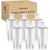 Tikstoy Water Filter Replacement Fit for Brita Water Filter & Pitchers, Water Pitcher Filter Compatible with Brita Classic, Mavea, Ob03, 107007 35557, Reduce Chlorine and Heavy Metals (6)