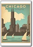 Aimant Frigo 3D Chicago USA - Souvenir Voyage En Bois - Décoration Magnétique 7.8x6cm