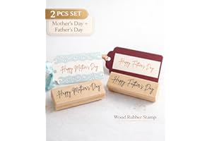 2PCS Mother’s Day Father’s Day Rubber Stamp Set Wooden Happy Mother’s Day Happy Father’s Day Stamp for Gift Tags Cards Scrapb