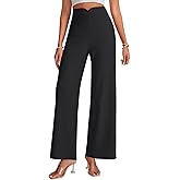 Vrtige Women's Textured Elastic High Waist Loose Classic Casual Wide Leg Pants