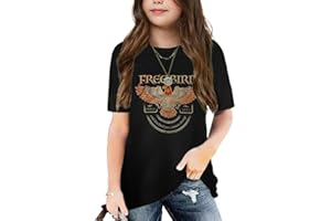 QBILY Graphic Tees for Girls Kids Summer Tops Crewneck Short Sleeve T Shirt 5-14 Years