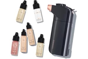 Luminess BREEZE DUO Airbrush Makeup System, Medium Coverage – 9-Piece Kit includes 2x Silk Airbrush Foundation, Soft Rose Blush, Glow Highlighter, Moisturizer Primer, and Airbrush Cleaning Solution