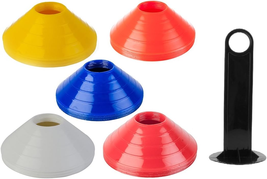 Disc Cones (Set of 50) Agility Soccer Cones with Carry
