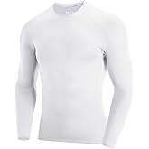 RIKUAOU Men's Long Sleeve Compression Shirt, Quick Dry Athletic Base Layer Top, Skins Fit Football Running Workout Undershirt