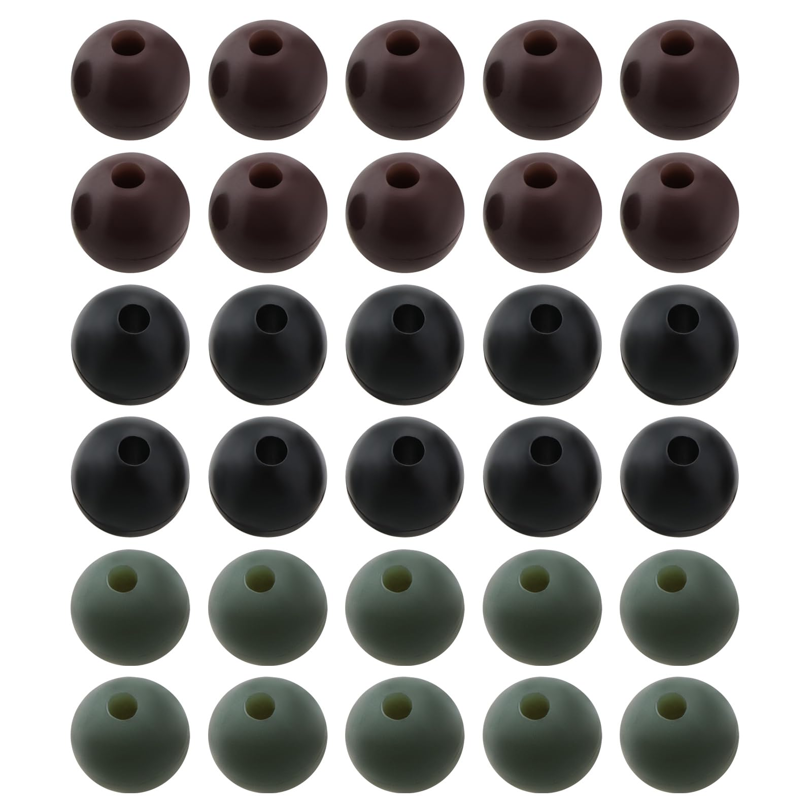 EMSea 150 pieces PE Shock Beads 8mm Carp Fishing Rig Buffer Beads for Protect the Head of the Rod and the Buoy Fishing Tackle (Black/Green/Brown)