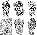 6 Large Tribal Temporary Tattoos Realistic Designs for Arm/Back/Shoulder Waterproof Body Art Removable Black Tattoo