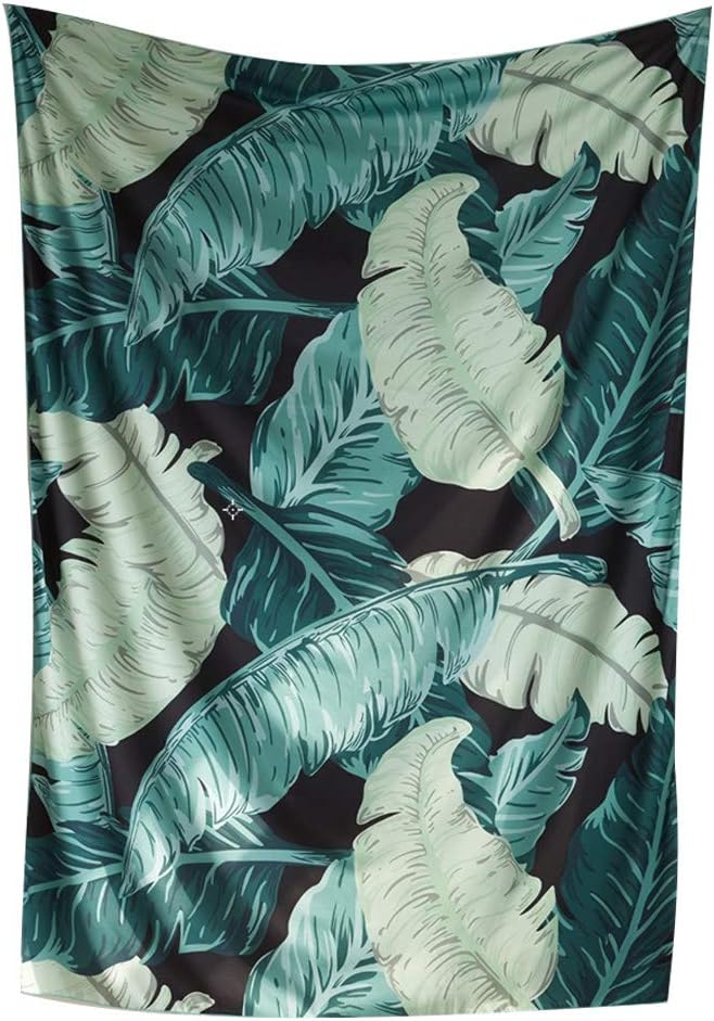 Ozzptuu Cotton Fabric Banana Leaves Hanging Wall Tapestry Landscape Wallpaper Home Decor Tapestries Green