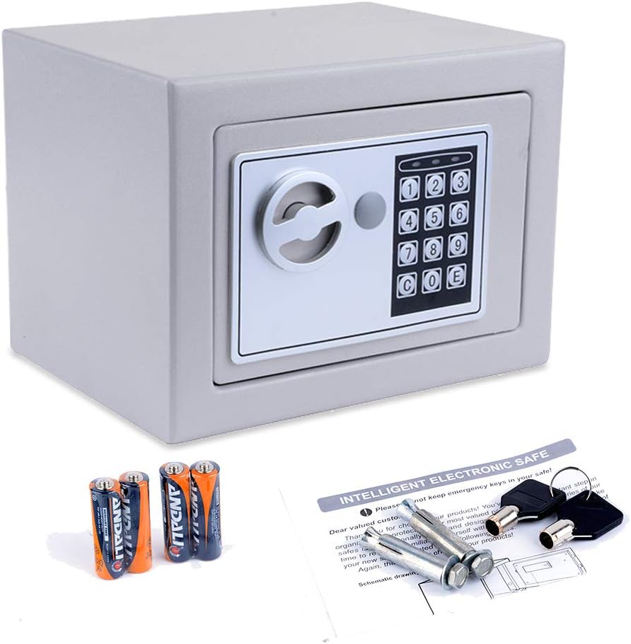 Fireproof Home Digital Security Safe Box Wall with Lock for Jewellery Money Valuables (Gray)