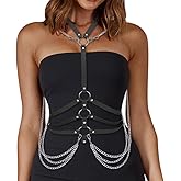 BODIY Fashion Harness Belt Plus Size Harness Waist Belts Punk Leather Body Harness for Women (Black)