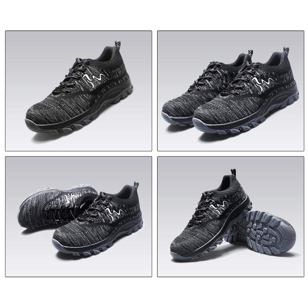 UPSTONE Work Shoes for Men, Indestructible Steel Toe Battlefield Shoes Work Safety Womens Shoes Breathable Construction Sneakers, Black 46