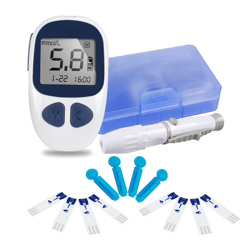 Electronic Glucose Meter Kit, Blood Glucose Monitor Digital Glucometer Handheld Diabetes Test Meter Kit with Free 50 Test Strips, Lancets
